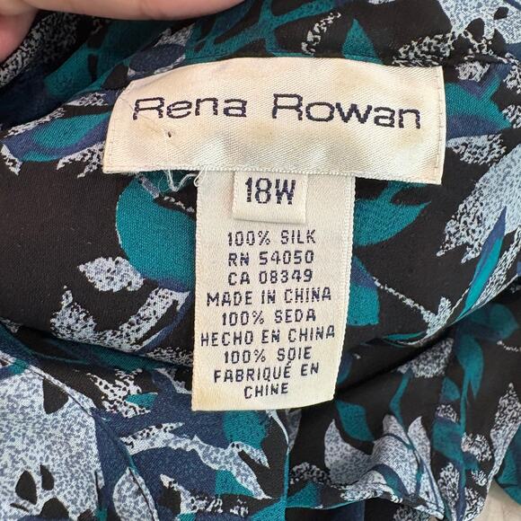 Rena Rowan Womens Size 18W Button Up Shirt 100% Silk Vintage Floral Top Career - Picture 5 of 12